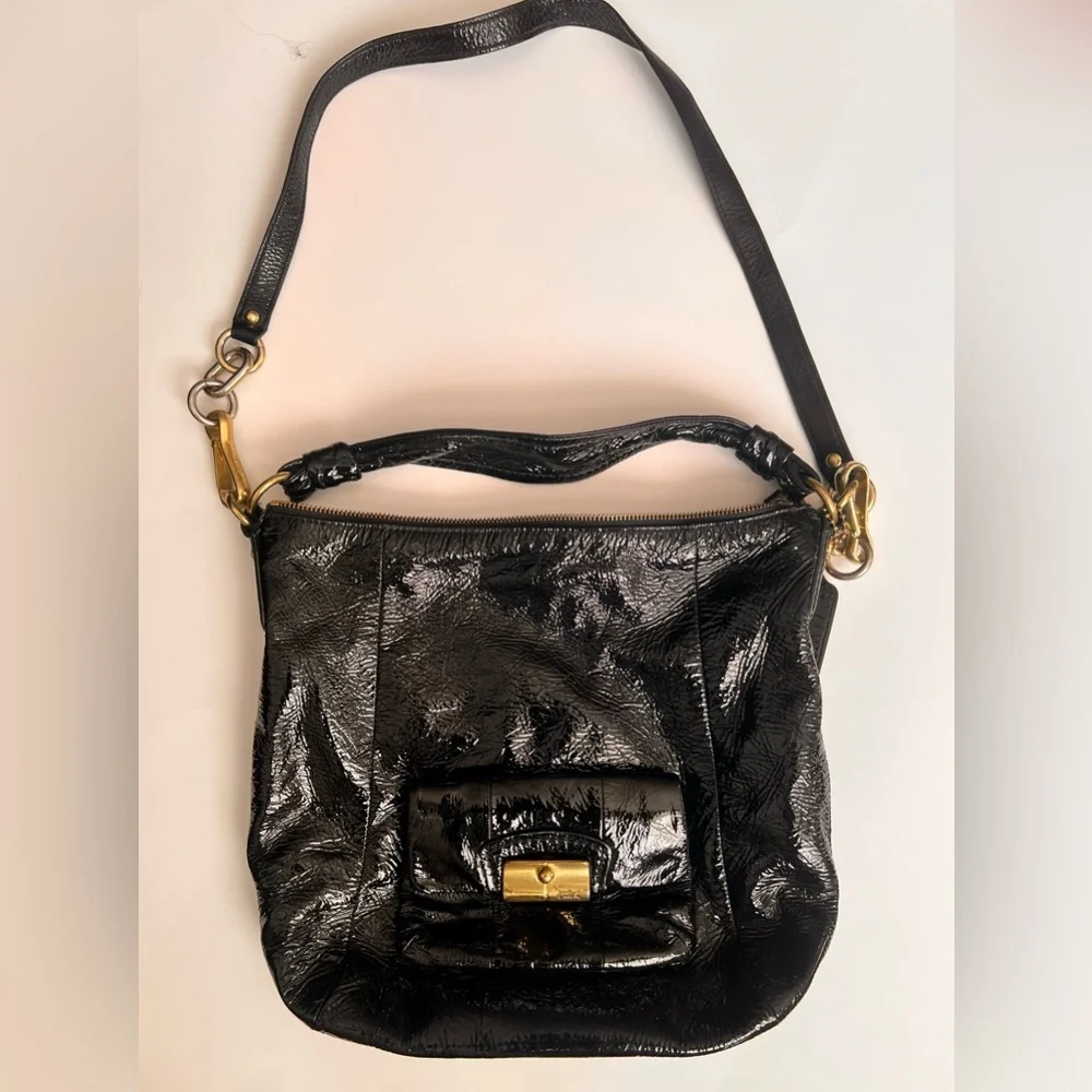 Coach Gold Clasp Textured Handbag